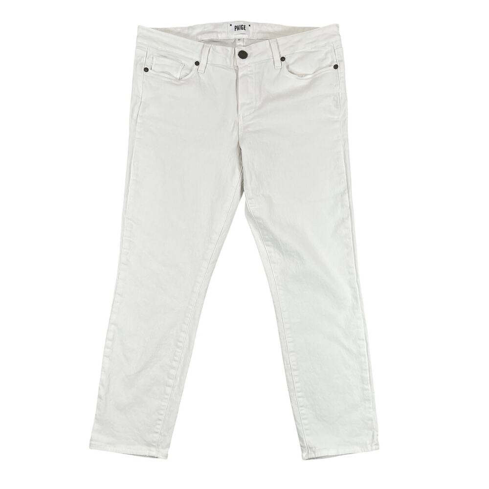 Paige Kylie Crop Mid Rise Cropped White Jeans Womens 31 fits 34x25